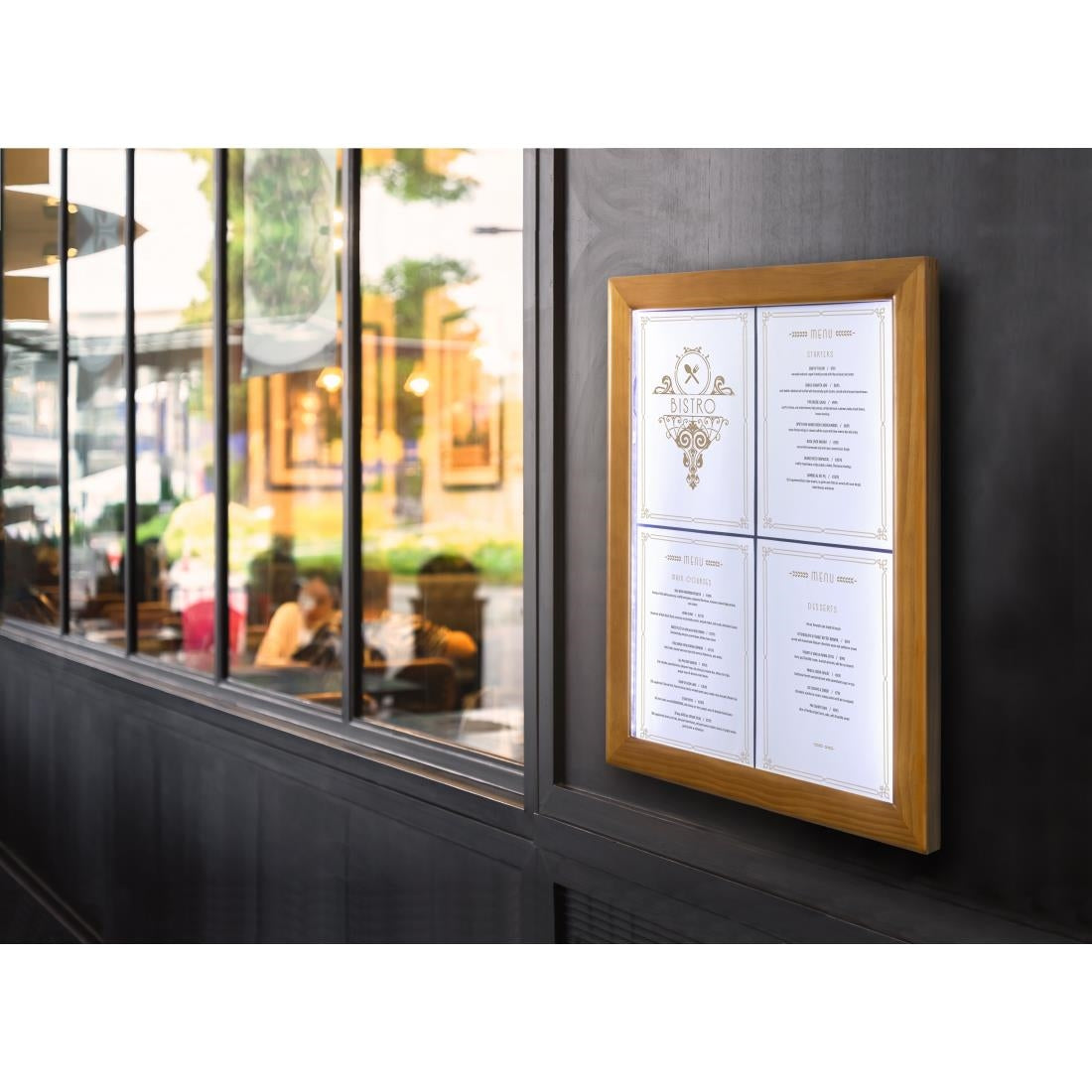 CU938 Securit Teak wit LED informatie 4xA4 display (excl paal en voet)