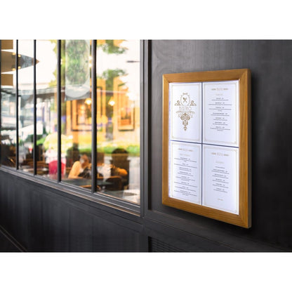 CU938 Securit Teak wit LED informatie 4xA4 display (excl paal en voet)