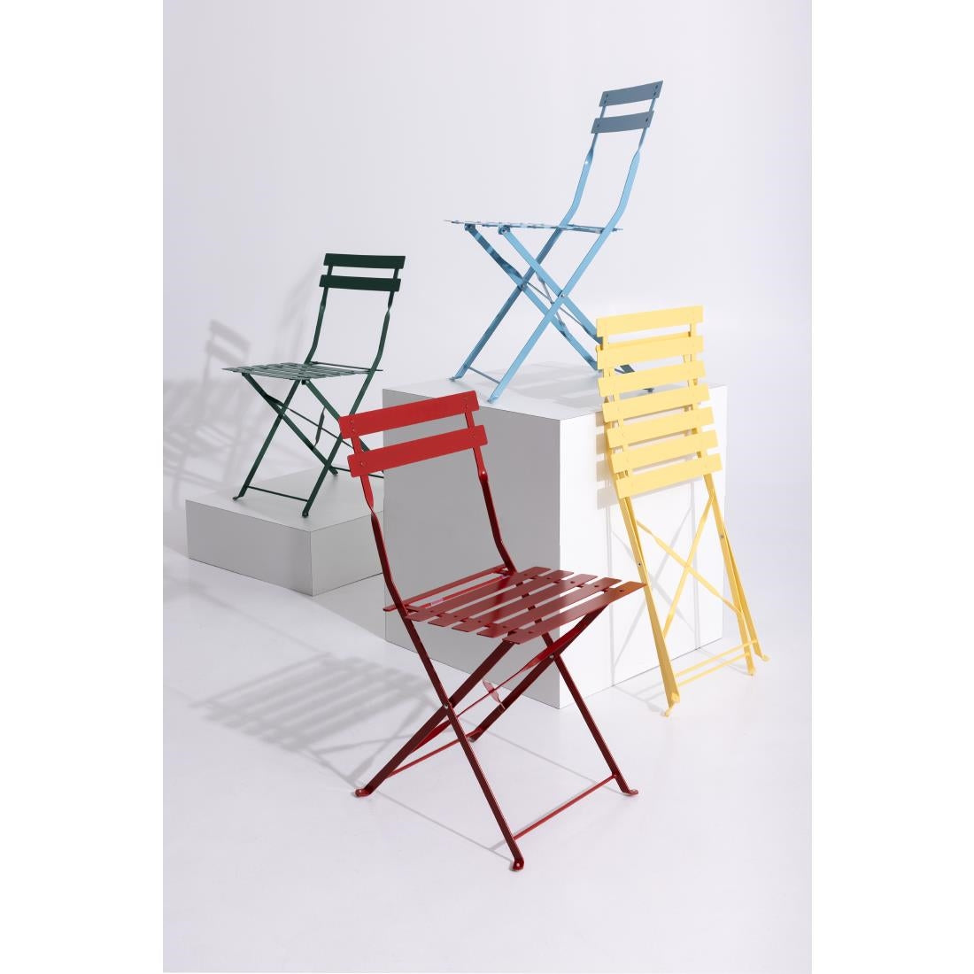 GH555 Bolero stalen opklapbare stoelen rood (2 stuks)