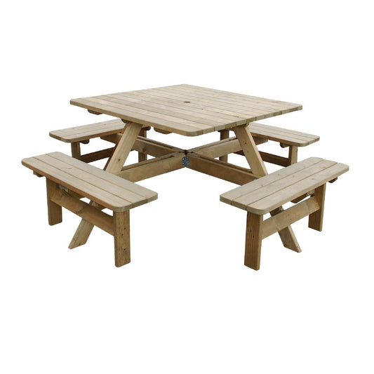 CG096 Rowlinson vierkante houten picknicktafel 198cm