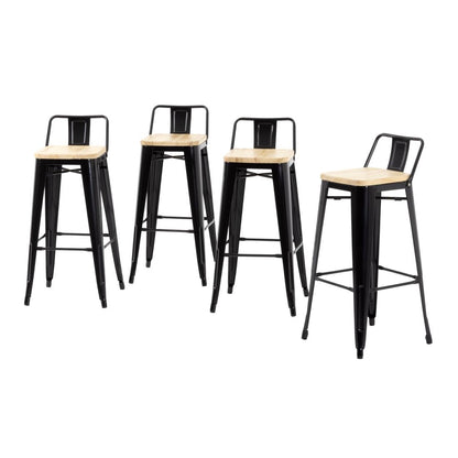 FB623 Bolero Bistro hoge barstoel met houten zitting zwart (4 stuks)