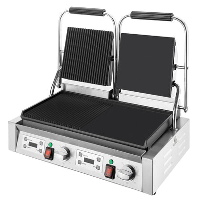 CU613 Buffalo Dubbele Contactgrill Platte & Geribbelde Platen