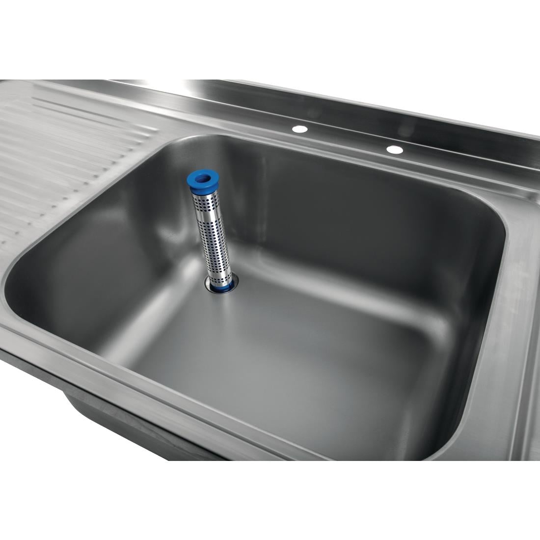 DR060 Holmes RVS spoelbak afdruiprek links 1000 mm volledig gemonteerd