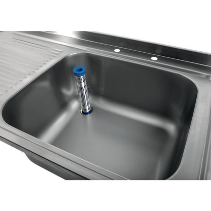 DR060 Holmes RVS spoelbak afdruiprek links 1000 mm volledig gemonteerd