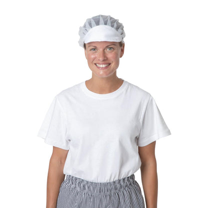 B226 Whites nylon haarnet met klep wit