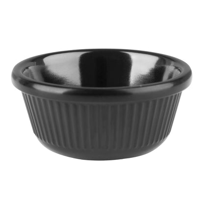 DM162 Olympia Kristallon melamine ramekins geribbeld zwart 2,8cl (12 stuks)