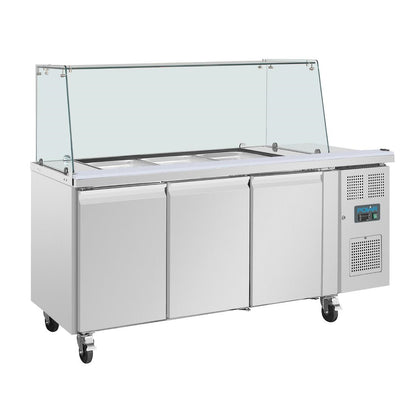 UA018 Polar U-serie driedeurs saladette met vierkant kuchscherm