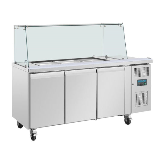 UA018 Polar U-serie driedeurs saladette met vierkant kuchscherm