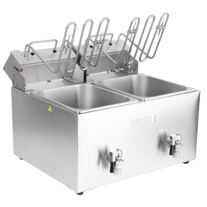 CU621 Buffalo Dubbele Elektrische Friteuse Met Timer 2X8Ltr