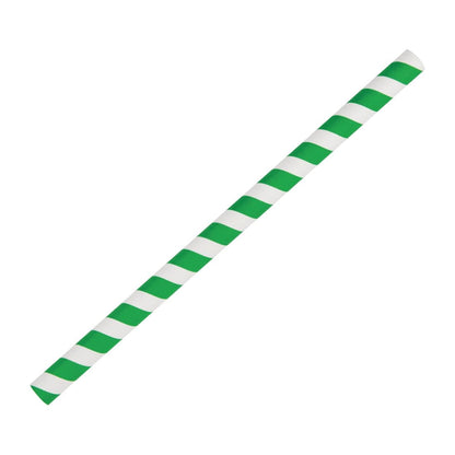FB148 Fiesta Compostable groen/wit gestreepte papieren smoothierietjes 21cm (250 stuks)