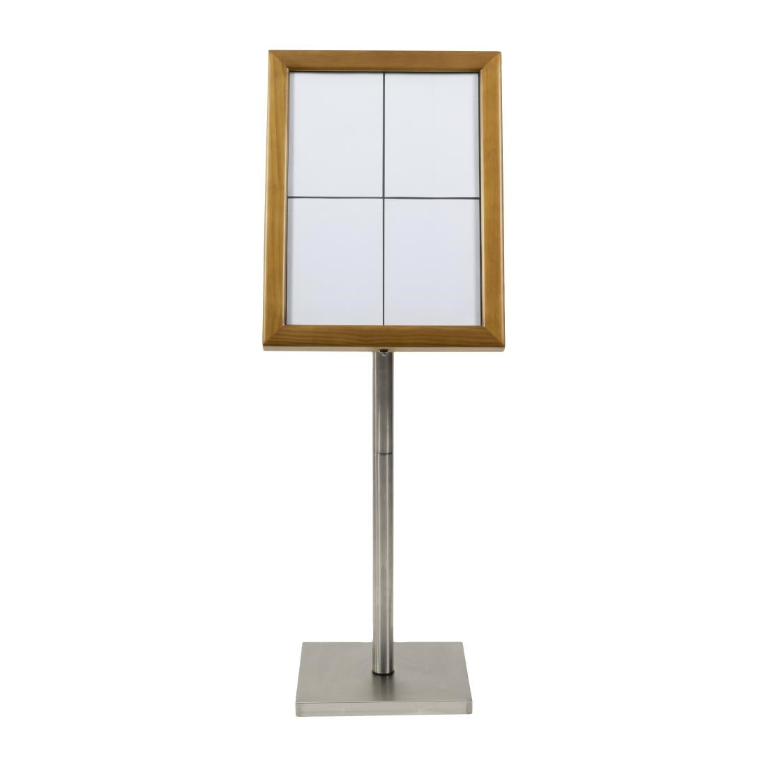DP529 Securit 4xA4 teakhouten witte LED menukaarthouder met paal en voet