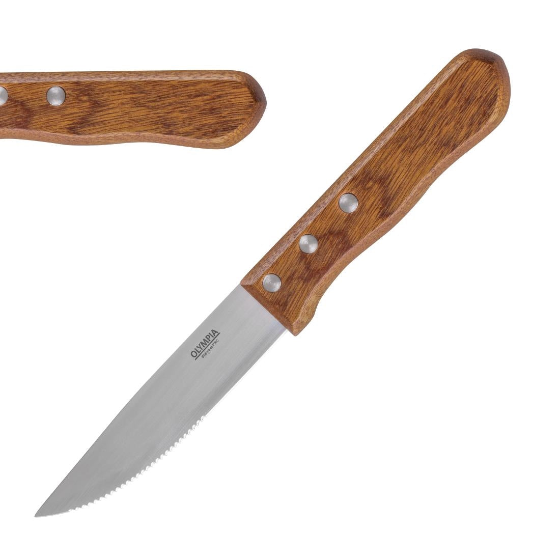 GG819 Olympia Jumbo steakmes met houten heft 25cm (12 Stuks)