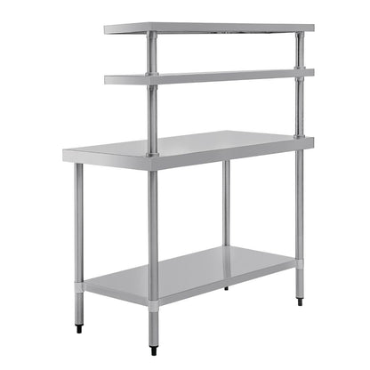 CC359 Vogue RVS werktafel met wandplanken 120cm