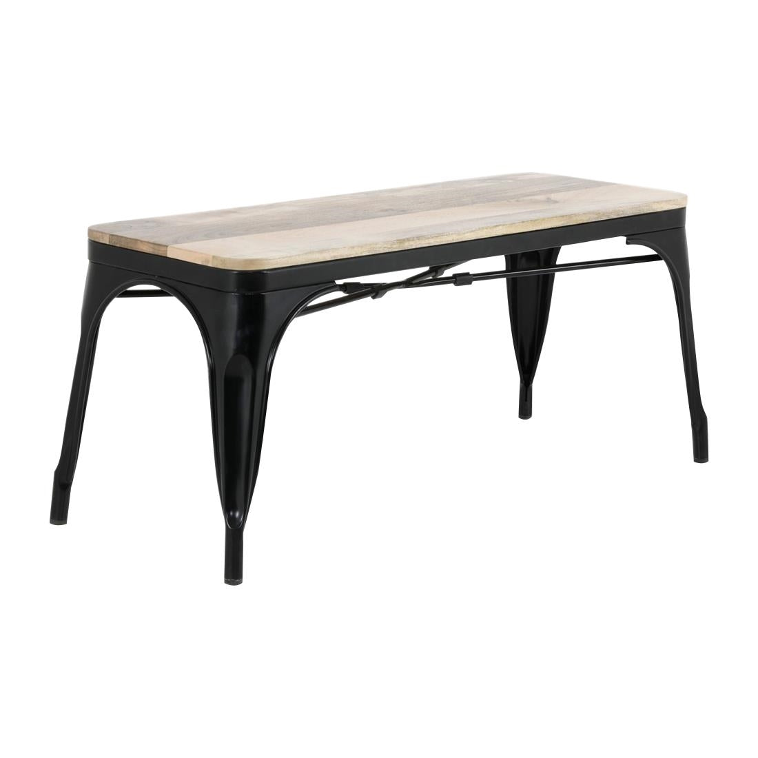 HZ814 Bolero Bistro Bank Van Mangohout En Zwarte Poten 1000mm (2 stuks)