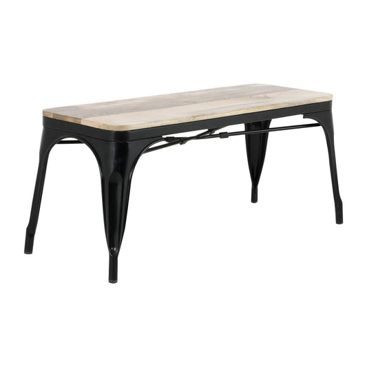 HZ814 Bolero Bistro Bank Van Mangohout En Zwarte Poten 1000mm (2 stuks)