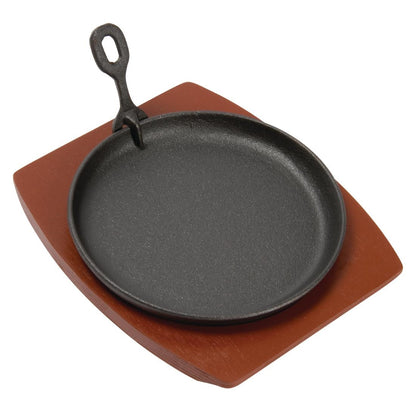 CC311 Olympia ronde gietijzeren schaal met houten onderzetter 22cm