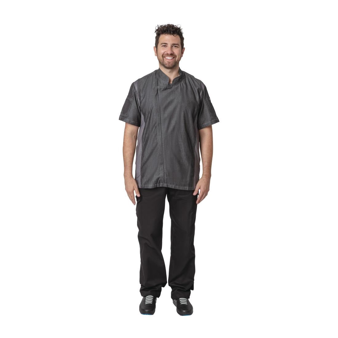 BB270-S Chef Works Urban Delancey denim koksbuis korte mouw grijs S
