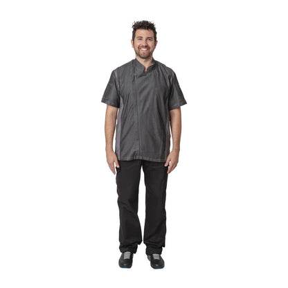 BB270-S Chef Works Urban Delancey denim koksbuis korte mouw grijs S
