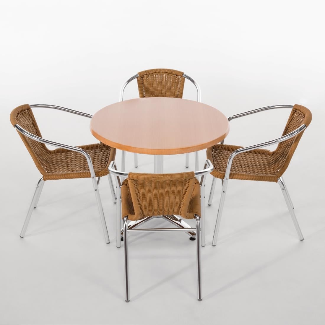 U422 Bolero aluminium en polyrotan stoel naturel (4 stuks)