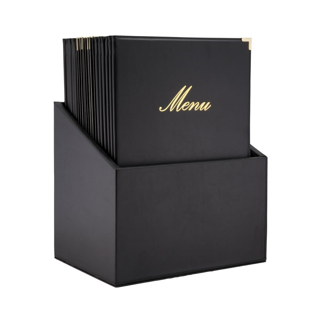 CU929 Securit Classic lederstijl 20 sets 4x A4 menukaarten in 1 doos (1 dubbele inleg inbegrepen)