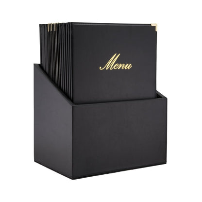 CU929 Securit Classic lederstijl 20 sets 4x A4 menukaarten in 1 doos (1 dubbele inleg inbegrepen)