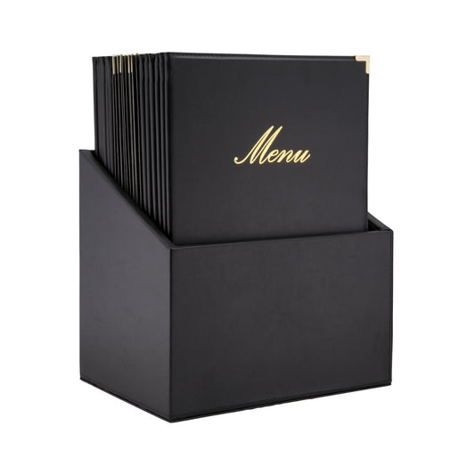 CU929 Securit Classic lederstijl 20 sets 4x A4 menukaarten in 1 doos (1 dubbele inleg inbegrepen)