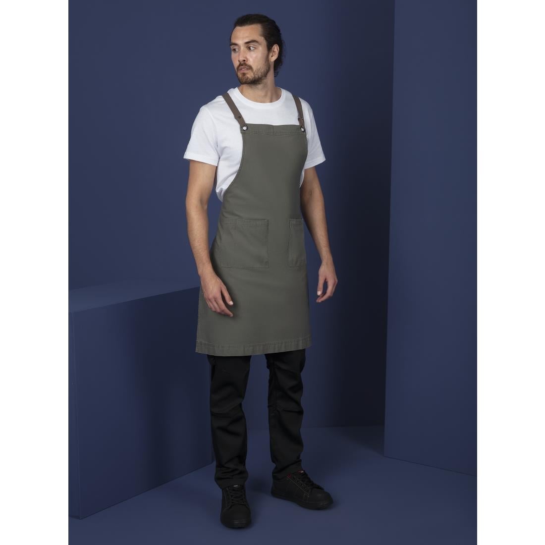BB684 Soutside katoenen halterschort khaki
