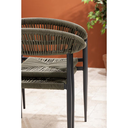 HZ592 Bolero Eden PE gevlochten rattan outdoor armstoelen groen (4 stuks)