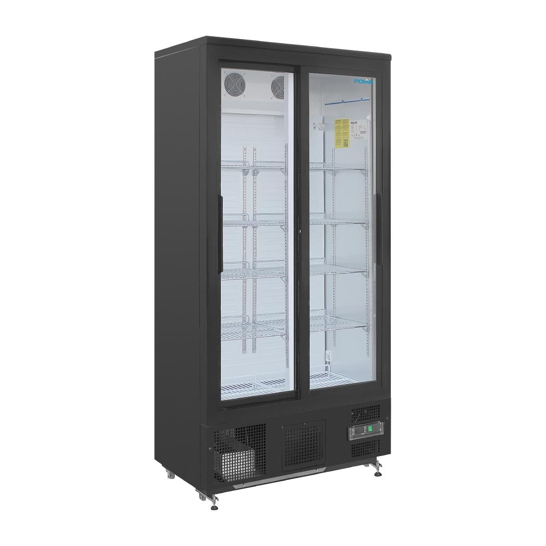 GJ448 Polar G-serie staande barkoeling/display koeling met schuifdeuren 490L zwart