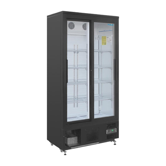GJ448 Polar G-serie staande barkoeling/display koeling met schuifdeuren 490L zwart