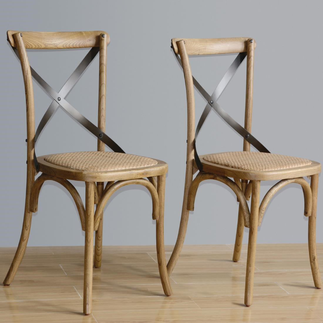 GG656 Bolero houten stoel met gekruiste rugleuning naturel (2 stuks)