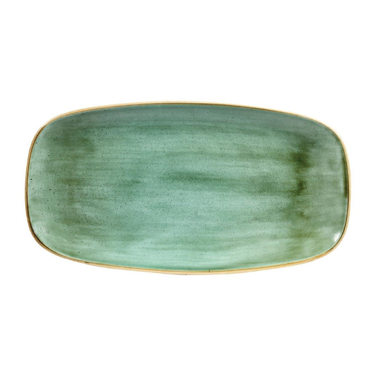 CY101 Churchill Stonecast Samphire Green Chefs Ovaal Bord 35.2 x 18.7cm (6 stuks)