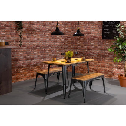 HZ817 Bolero Bistro Bank Met Mangohouten Latten En Donkergrijze Poten 850mm (2 stuks)