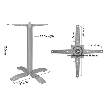 FT028 Bolero gietijzeren tafelpoot grijs 611(B)x720(H)mm