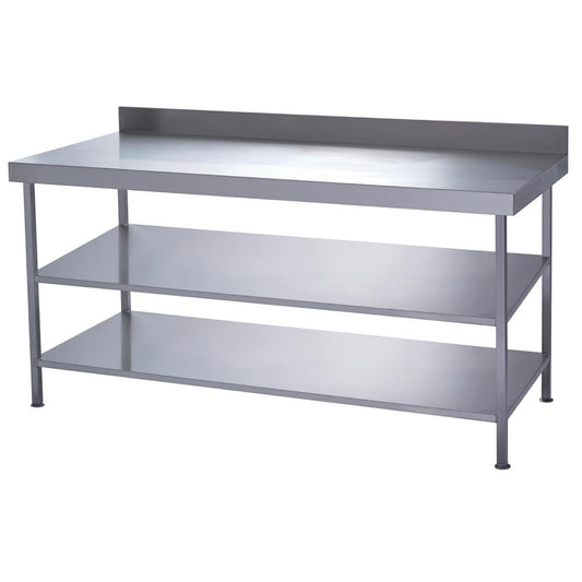 DC610 Parry volledig gelaste roestvrijstalen wandtafel 2 onderplanken 1200x600 mm