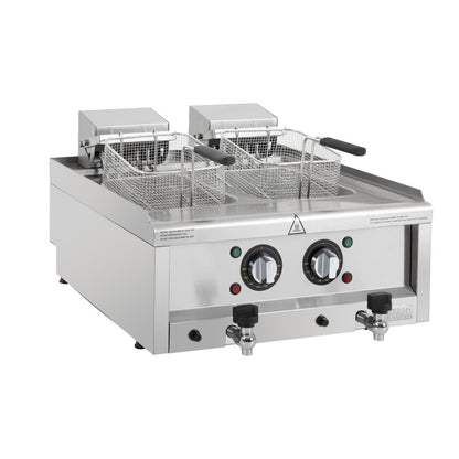 CU477 Buffalo 600-Serie Elektrische Friteuse Met Dubbele Tank, 2 x 8 Liter