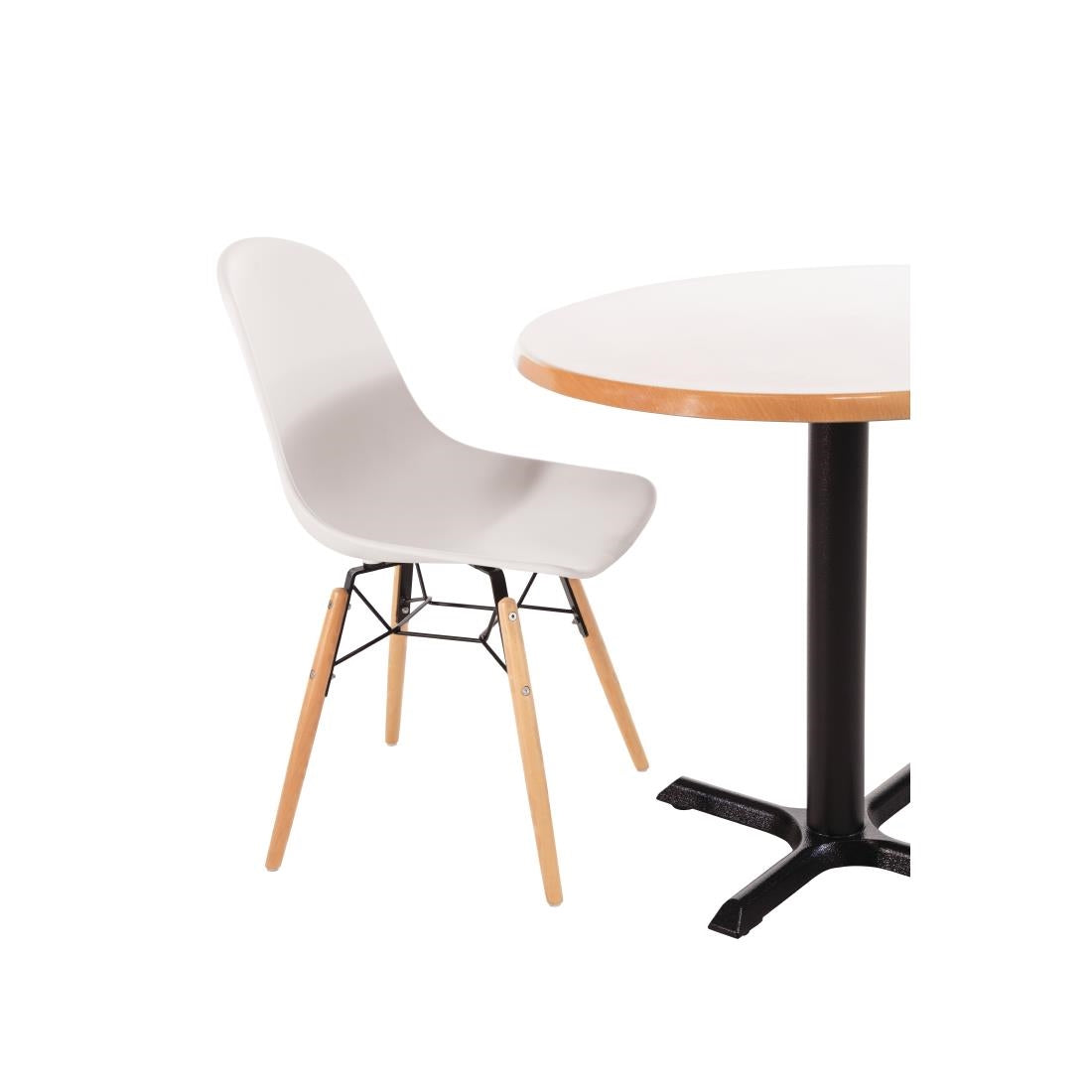 DM840 Bolero Arlo polypropyleen stoelen met houten poten wit (2 stuks)