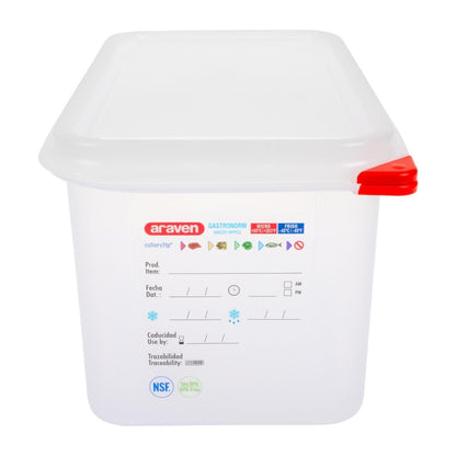 T987 Araven GN 1/3 voedselbak met deksel 6Ltr (4 stuks)