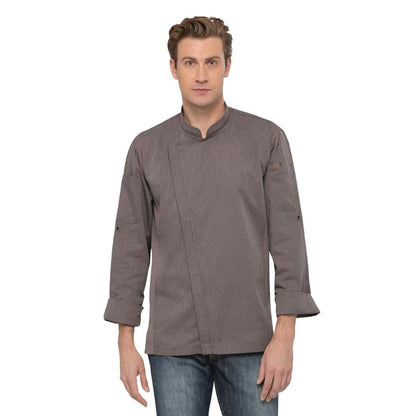 BB263-S Chef Works Urban Hartford unisex koksbuis met rits lange mouw grijs S
