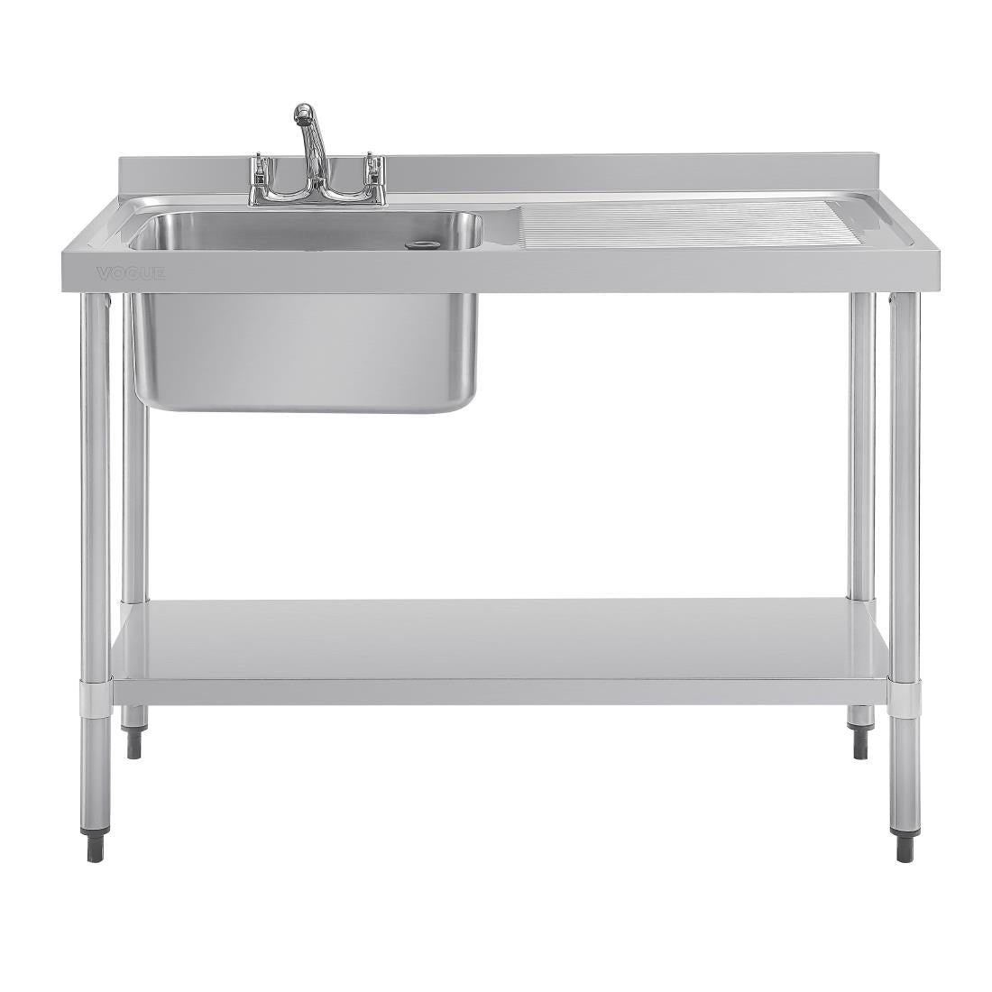 DY823 Vogue RVS spoeltafel enkele spoelbak aan linkerzijde 120x60cm