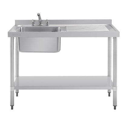 DY823 Vogue RVS spoeltafel enkele spoelbak aan linkerzijde 120x60cm