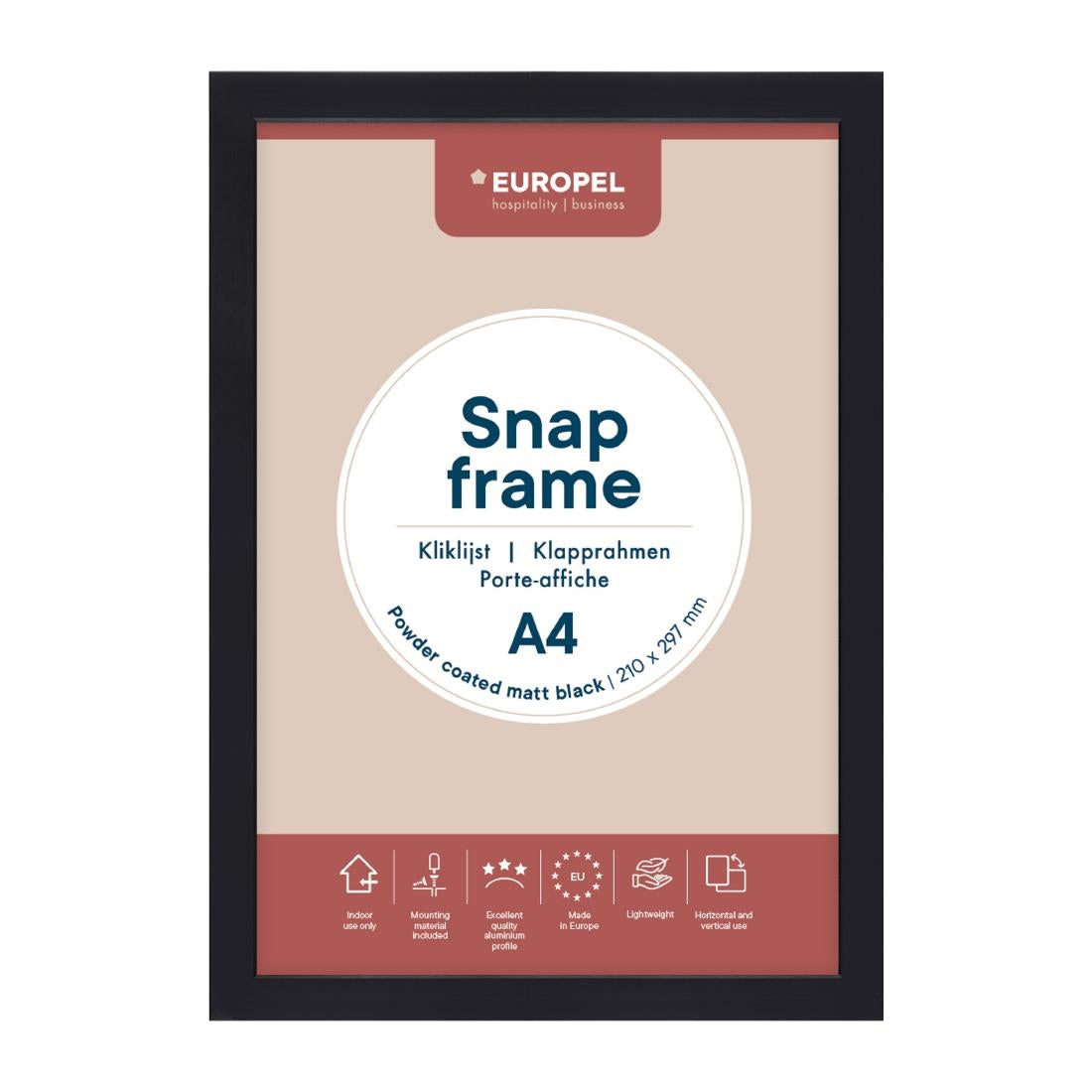 HU444 Europel Klapframe A4 25mm Mat Zwart
