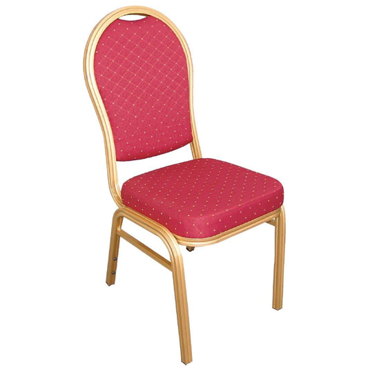 U525 Bolero banketstoelen met gebogen rugleuning rood & goud (4 stuks)
