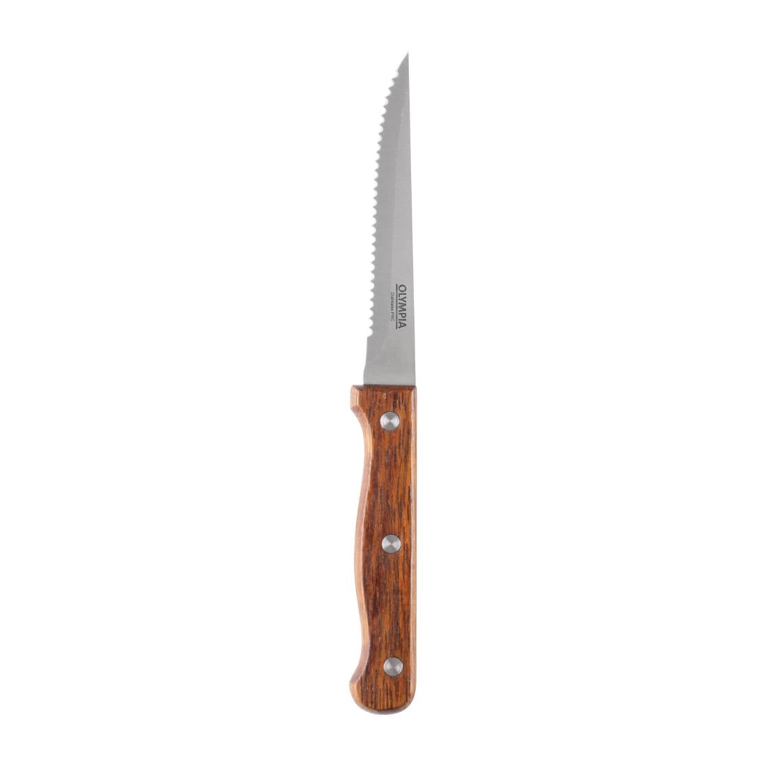 C136 Olympia steakmes houten heft 21,5cm (12 stuks)