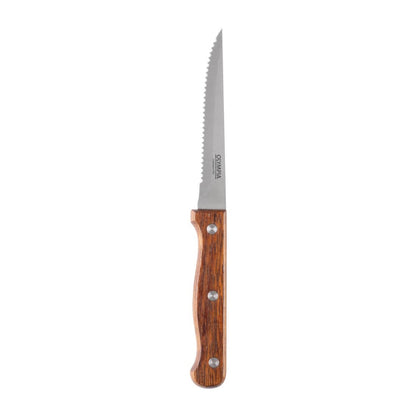 C136 Olympia steakmes houten heft 21,5cm (12 stuks)