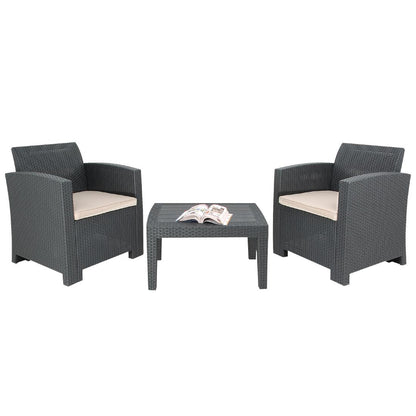 DR309 Bolero Pp Fauteuil En Tafel Rieten Set Grijs