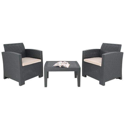 DR309 Bolero Pp Fauteuil En Tafel Rieten Set Grijs