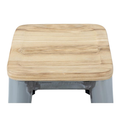 GM638 Bolero Bistro Hoge Krukken Met Houten Zitkussen, Gegalvaniseerd Staal (4 Stuks)