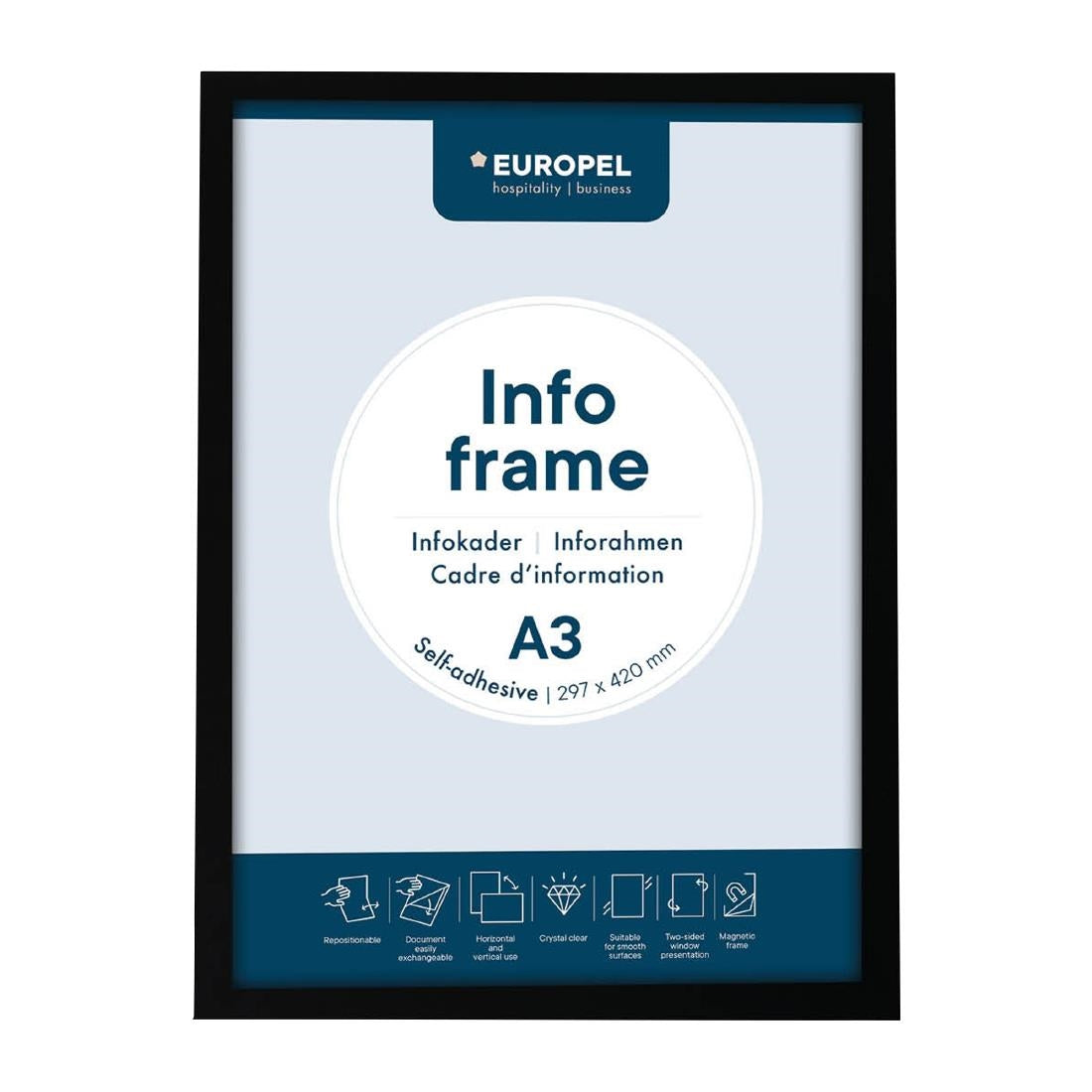 HU454 Europel Info Kader / Zelfklevende Set 2 Stuks A3 Zwart