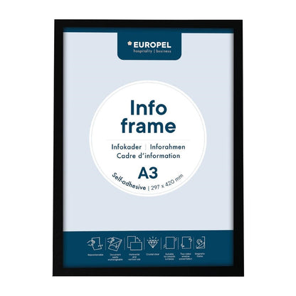HU454 Europel Info Kader / Zelfklevende Set 2 Stuks A3 Zwart